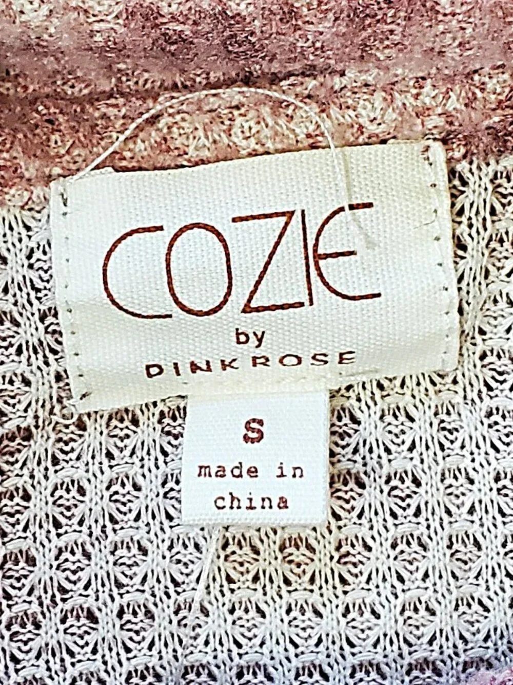 Pink Rose Cozie Beige/Mauve Tie-Dye Waffle Knit Cowl Neck Sweater Set SZ S